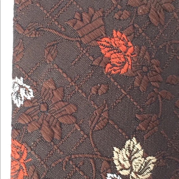 Vintage Oleg Cassini Brown Men Neck Tie Floral As Is - Picture 10 of 11
